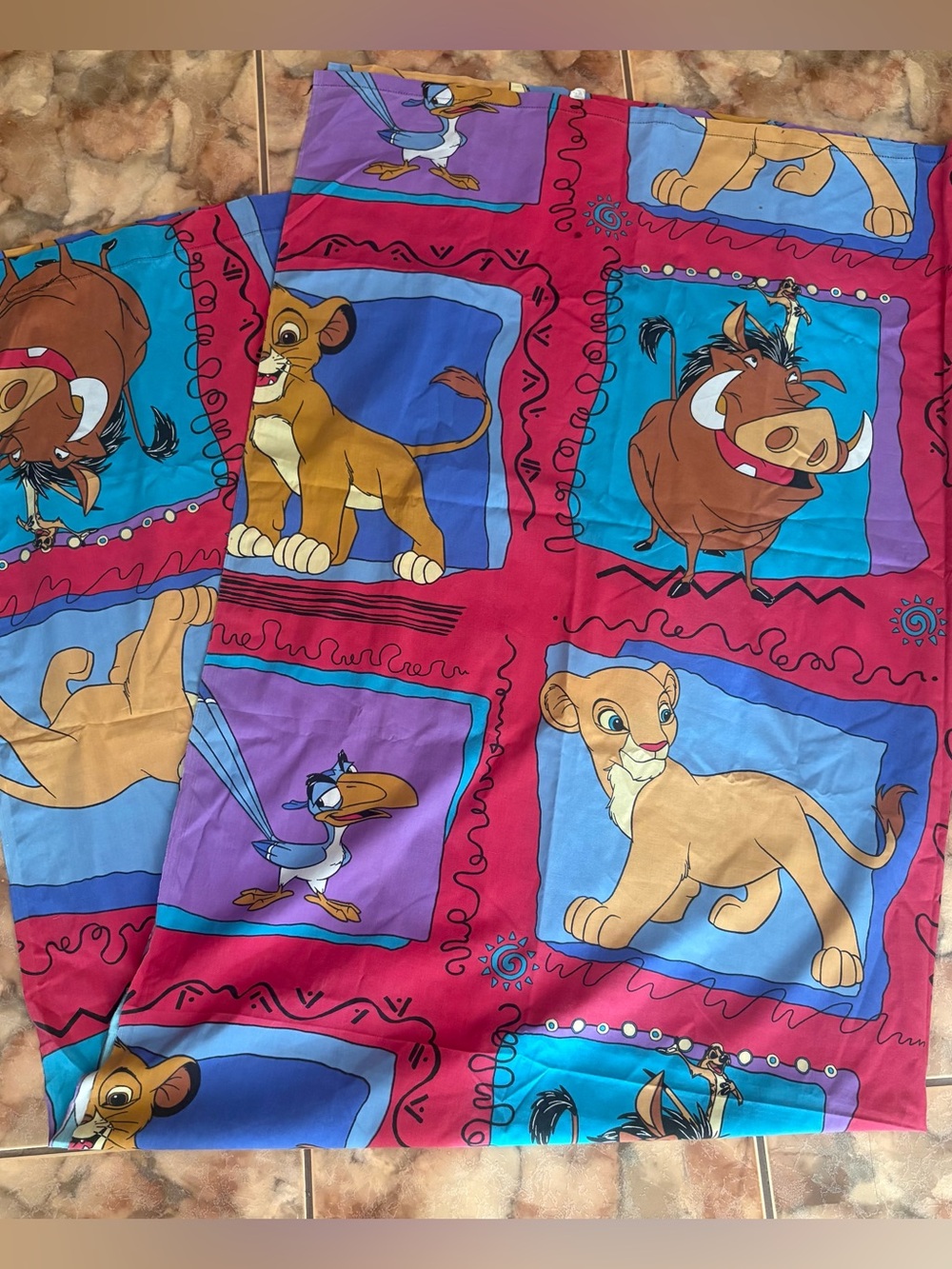 Vintage 90s Disney The Lion King Twin Flat Bed Sheet